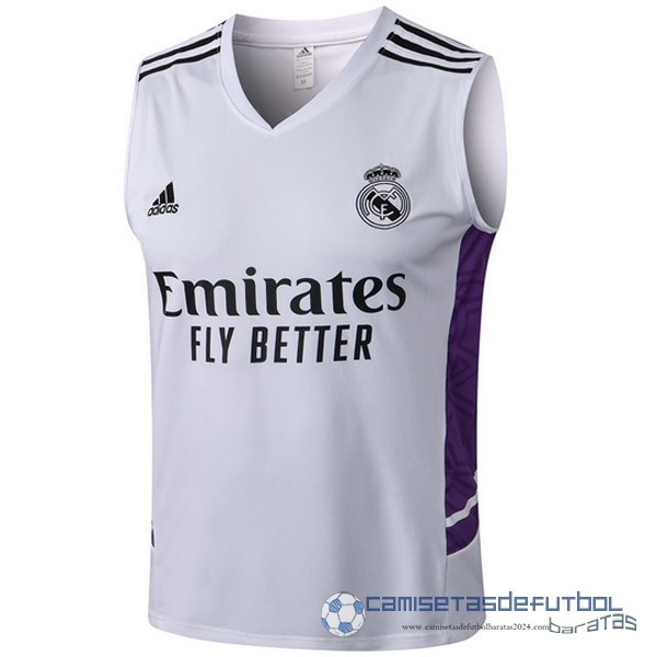 Camiseta Sin Mangas Real Madrid Equipación 2022 2023 Blanco Negro Purpura