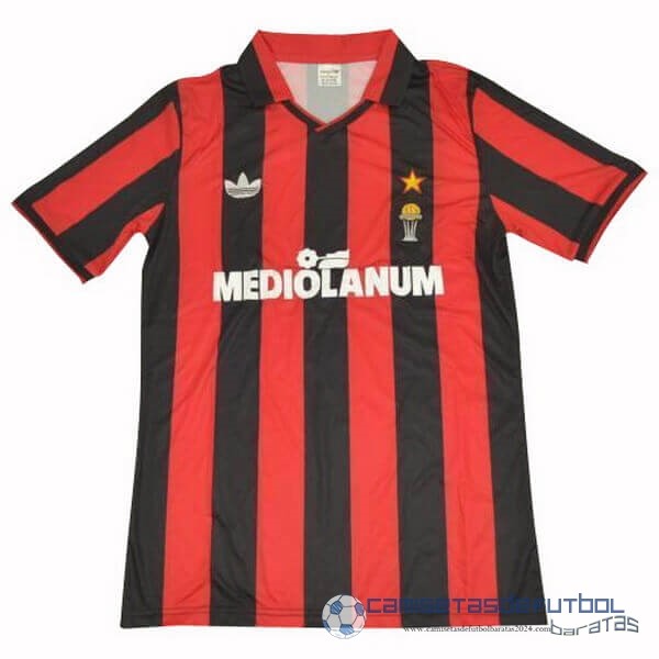 Casa Camiseta AC Milan Retro Equipación 1990 1991 Rojo