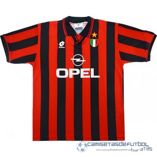 Casa Camiseta AC Milan Retro Equipación 1996 1997 Negro Rojo