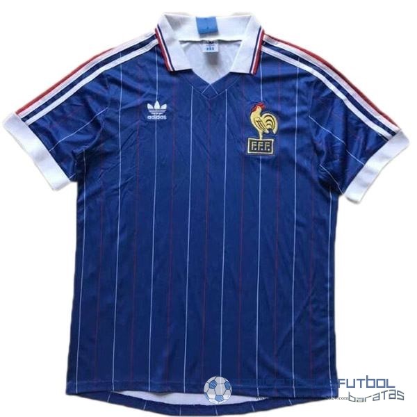 Casa Camiseta Francia Retro Equipación 1980 1982 Azul