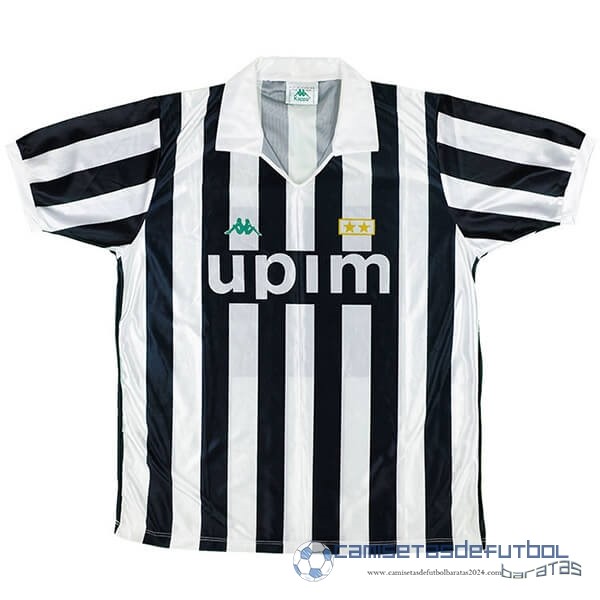 Casa Camiseta Juventus Retro Equipación 1991 1992 Negro Blanco