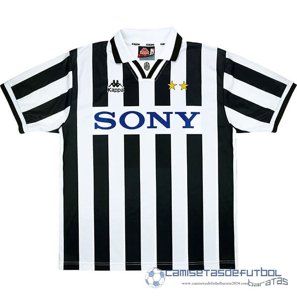 Casa Camiseta Juventus Retro Equipación 1995 1996 Negro Blanco