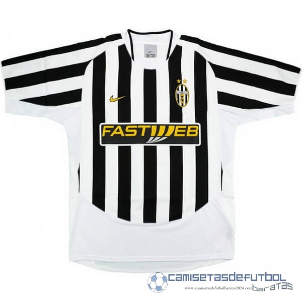 Casa Camiseta Juventus Retro Equipación 2003 2004 Negro Blanco