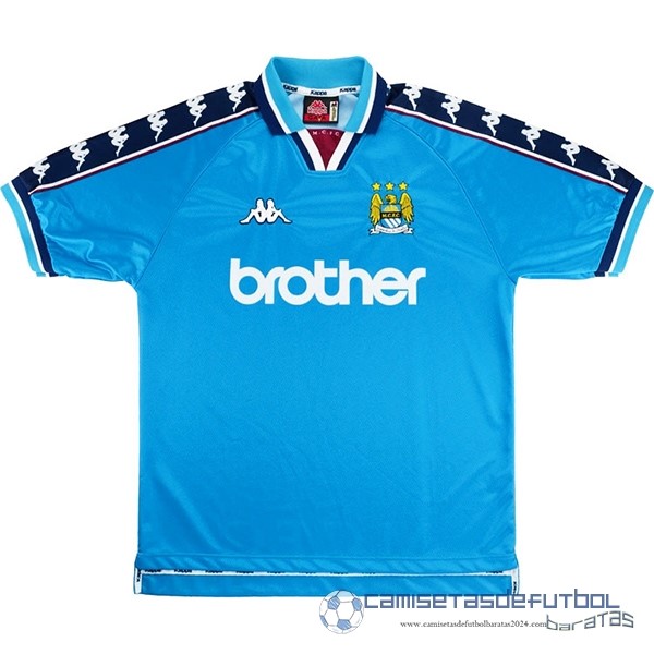 Casa Camiseta Manchester City Retro Equipación 1997 1999 Azul