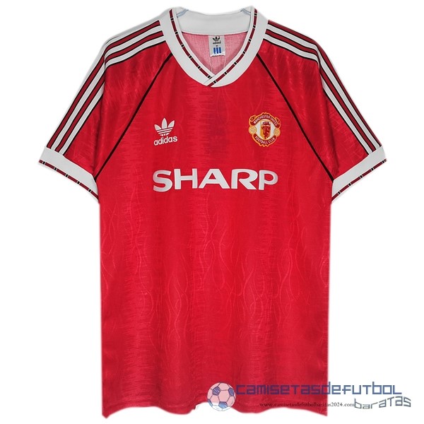 Casa Camiseta Manchester United Retro Equipación 1991 1992 Rojo