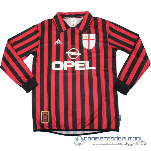 Casa Camiseta Manga Larga AC Milan Retro Equipación 1999 2000 Rojo
