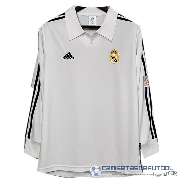 Casa Camiseta Manga Larga Real Madrid Retro Equipación 2001 2002 Blanco