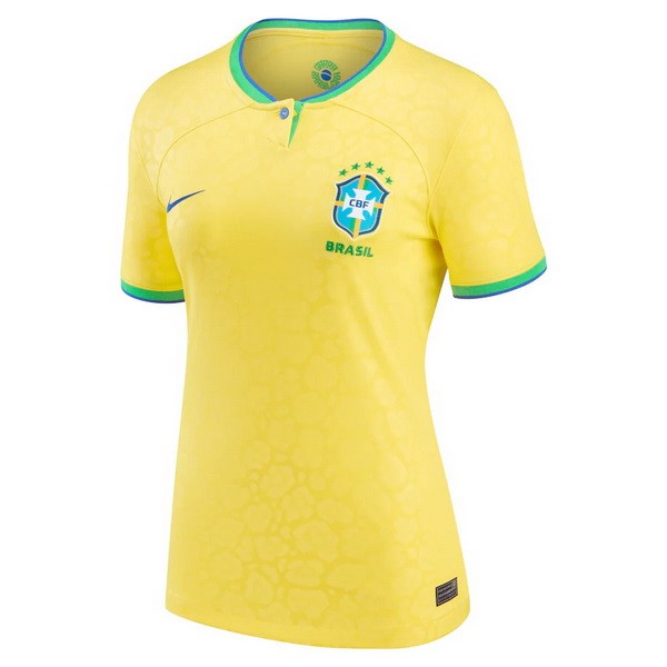 Casa Camiseta Mujer Brasil 2022 Amarillo