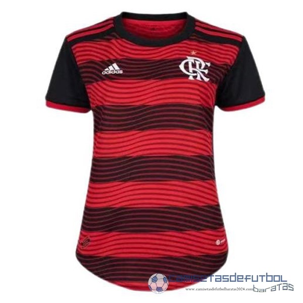 Casa Camiseta Mujer Flamengo Equipación 2022 2023 Rojo Negro