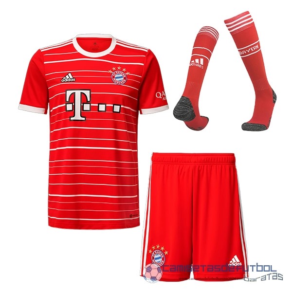 Casa Camiseta Pantalones Calcetines Bayern Múnich Equipación 2022 2023 Rojo