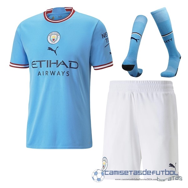 Casa Camiseta Pantalones Calcetines Manchester City Equipación 2022 2023 Azul