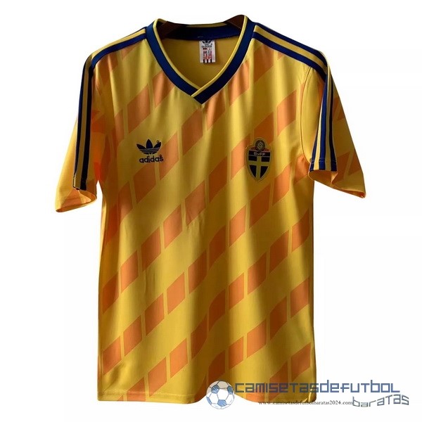 Casa Camiseta Suecia Retro Equipación 1988 Amarillo