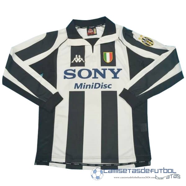 Casa Manga Larga Juventus Retro Equipación 1997 1998 Negro Blanco