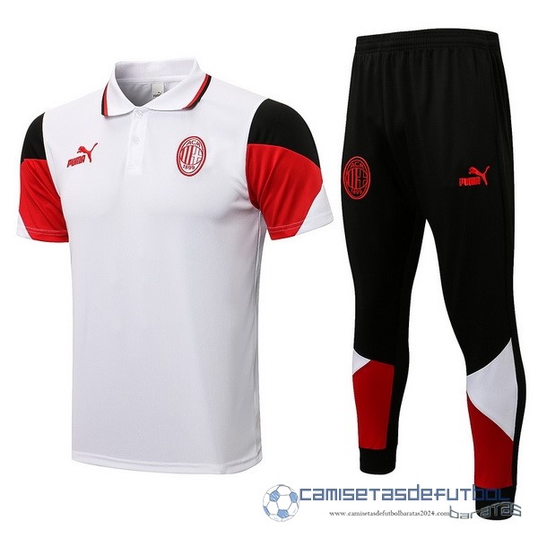 Conjunto Completo Polo AC Milan Equipación 2021 2022 Blanco Negro Rojo