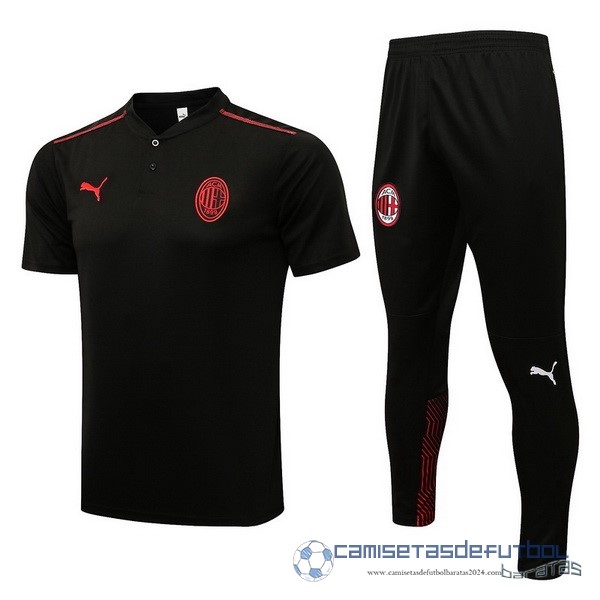 Conjunto Completo Polo AC Milan Equipación 2021 2022 Negro Rojo