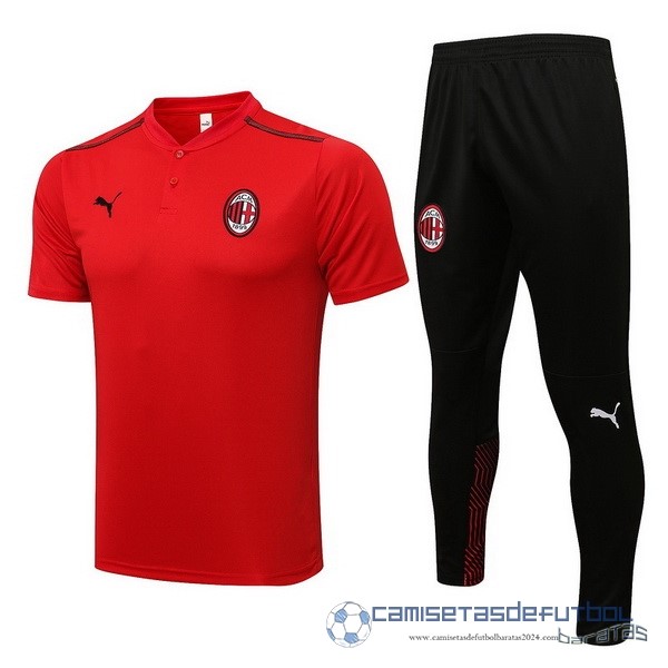 Conjunto Completo Polo AC Milan Equipación 2021 2022 Rojo I Negro