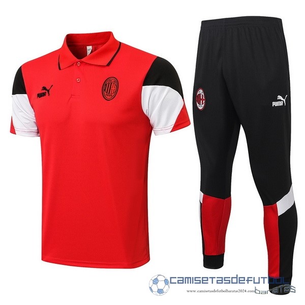 Conjunto Completo Polo AC Milan Equipación 2021 2022 Rojo Negro Blanco