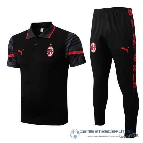 Conjunto Completo Polo AC Milan Equipación 2022 2023 Negro Rojo