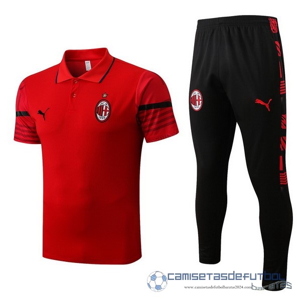 Conjunto Completo Polo AC Milan Equipación 2022 2023 Rojo Negro