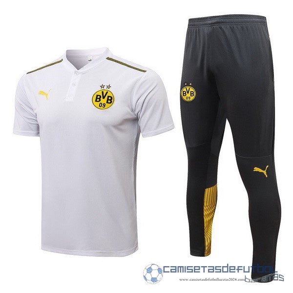 Conjunto Completo Polo Borussia Dortmund Equipación 2021 2022 Blanco Negro