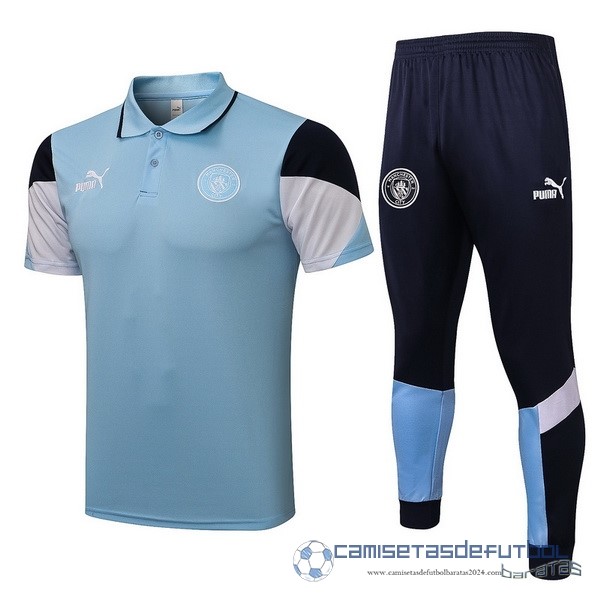 Conjunto Completo Polo Manchester City Equipación 2021 2022 Azul Blanco Negro