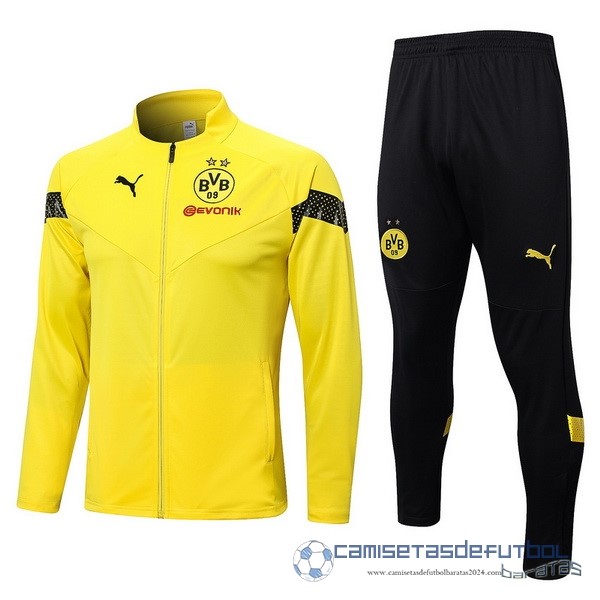 Conjunto Completo Ropa Deportiva Con Cremallera Larga Borussia Dortmund Equipación 2022 2023 Amarillo Negro