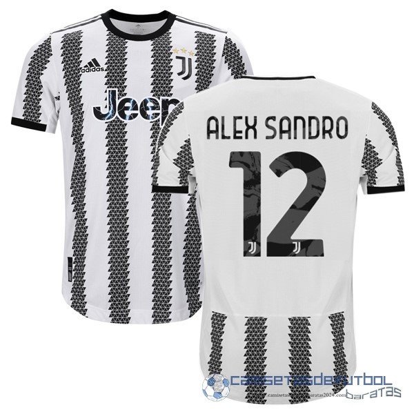 NO.12 Alex Sandro Tailandia Casa Jugadores Camiseta Juventus Equipación 2022 2023 Blanco Negro