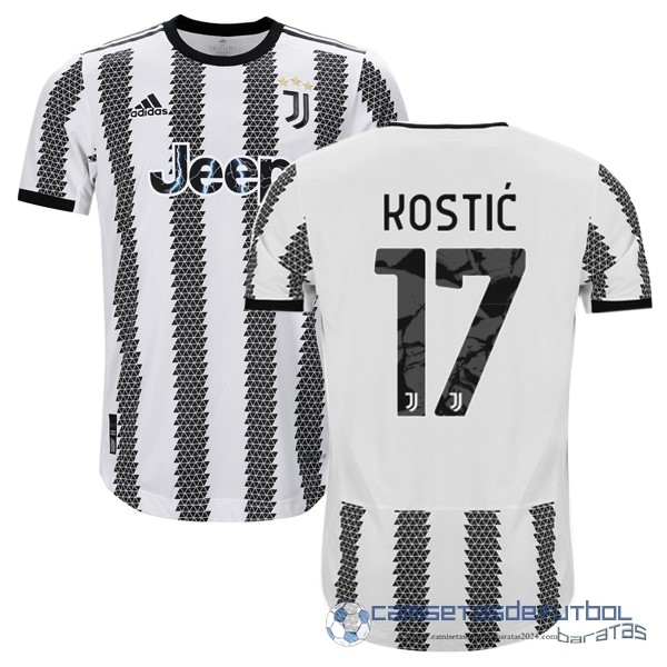 NO.17 Kostić Tailandia Casa Jugadores Camiseta Juventus Equipación 2022 2023 Blanco Negro