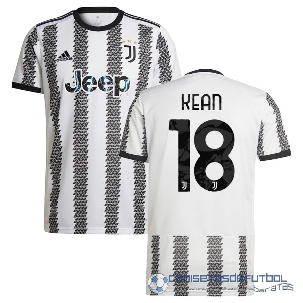 NO.18 Kean Casa Camiseta Juventus Equipación 2022 2023 Blanco Negro