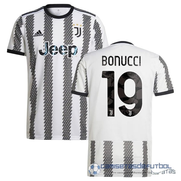 NO.19 Bonucci Casa Camiseta Juventus Equipación 2022 2023 Blanco Negro