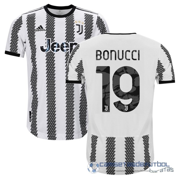 NO.19 Bonucci Tailandia Casa Jugadores Camiseta Juventus Equipación 2022 2023 Blanco Negro