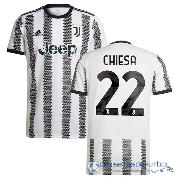 NO.22 Chiesa Casa Camiseta Juventus Equipación 2022 2023 Blanco Negro
