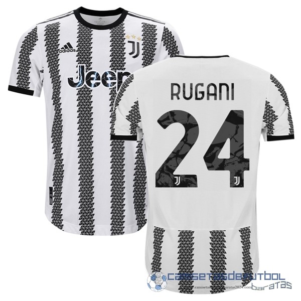 NO.24 Rugani Tailandia Casa Jugadores Camiseta Juventus Equipación 2022 2023 Blanco Negro