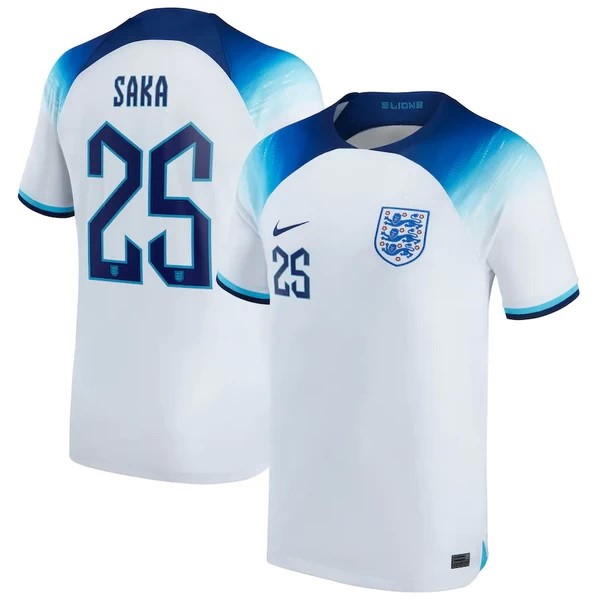 NO.25 Saka Casa Camiseta Inglaterra 2022 Blanco