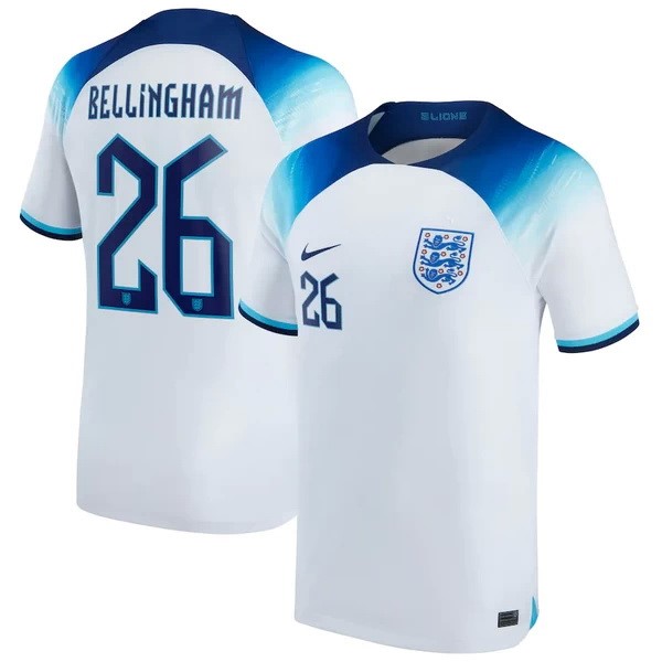NO.26 Bellingham Casa Camiseta Inglaterra 2022 Blanco