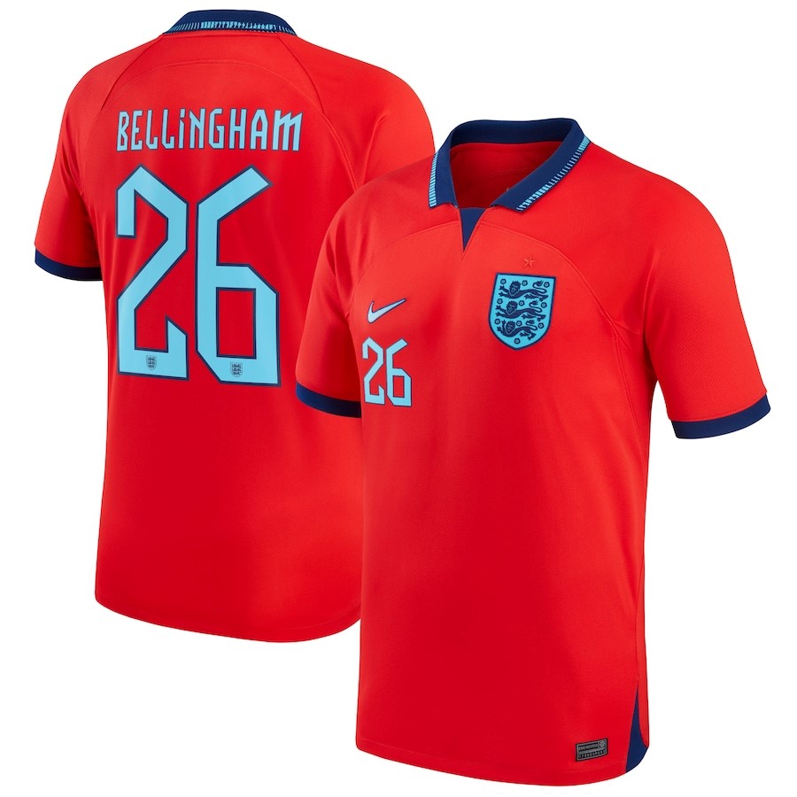 NO.26 Bellingham Segunda Camiseta Inglaterra 2022 Rojo