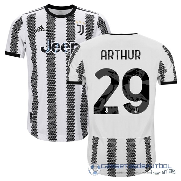 NO.29 Arthur Tailandia Casa Jugadores Camiseta Juventus Equipación 2022 2023 Blanco Negro