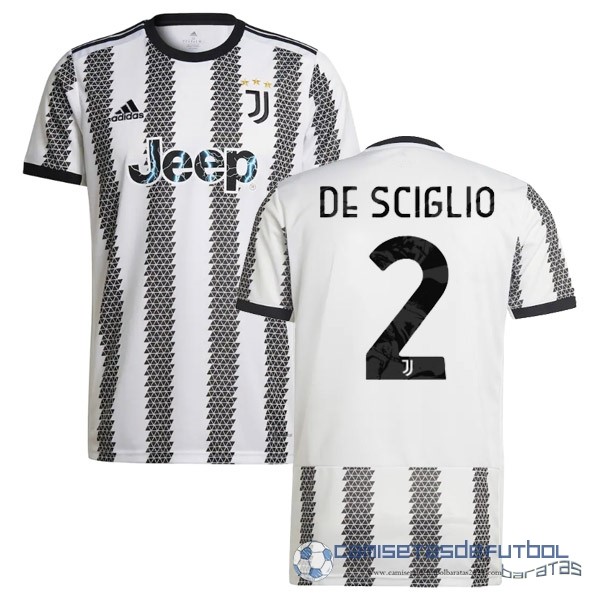 NO.2 De Sciglio Casa Camiseta Juventus Equipación 2022 2023 Blanco Negro