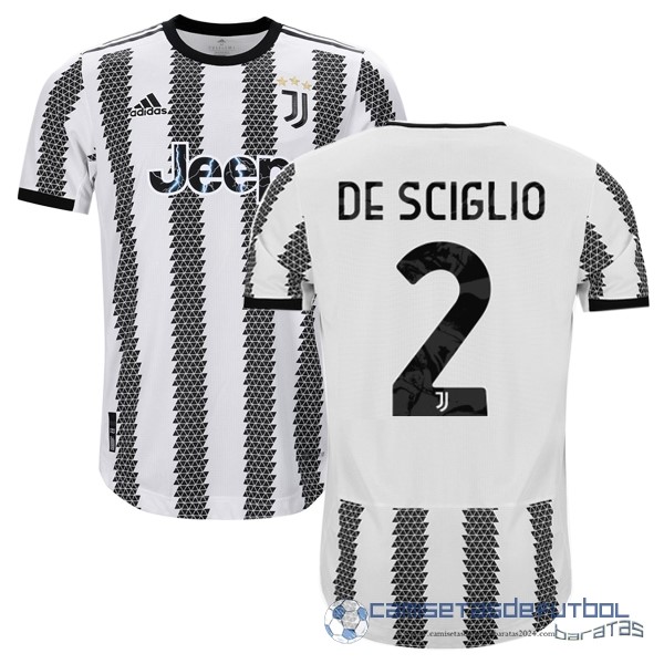 NO.2 De Sciglio Tailandia Casa Jugadores Camiseta Juventus Equipación 2022 2023 Blanco Negro