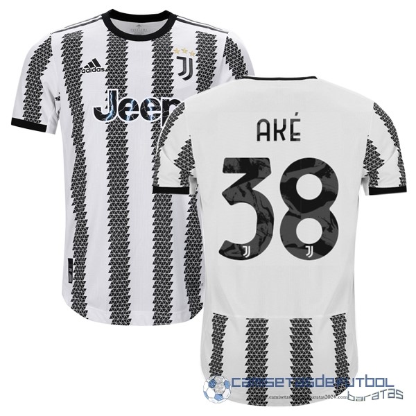 NO.38 Aké Tailandia Casa Jugadores Camiseta Juventus Equipación 2022 2023 Blanco Negro