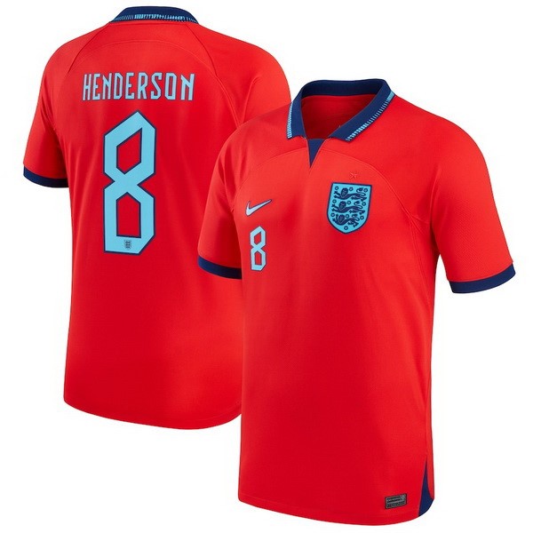 NO.8 Henderson Segunda Camiseta Inglaterra 2022 Rojo