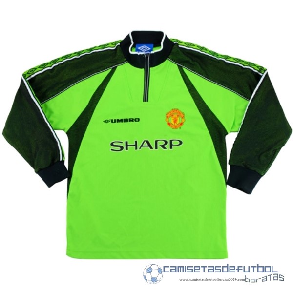 Portero Camiseta Manga Larga Manchester United Retro Equipación 1998 1999 Verde