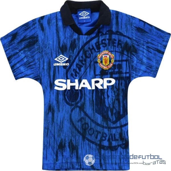 Segunda Camiseta Manchester United Retro Equipación 1992 1993 Azul Marino