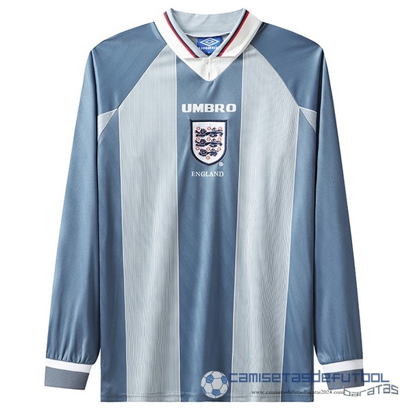 Segunda Camiseta Manga Larga Inglaterra Retro Equipación 1996 Azul