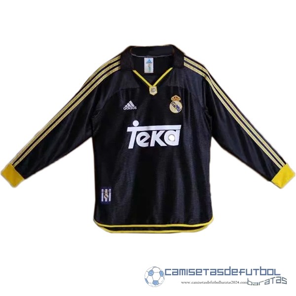 Segunda Camiseta Manga Larga Real Madrid Retro Equipación 1999 2000 Negro