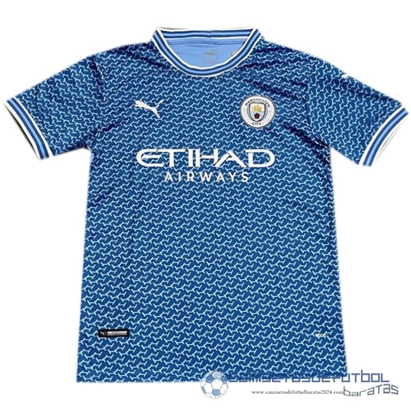 Tailandia Casa Camiseta Manchester City Equipación 2022 2023 Azul Blanco
