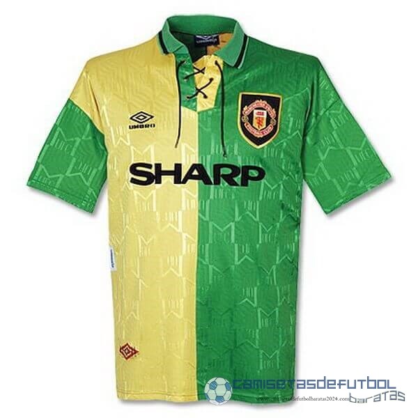 Tercera Camiseta Manchester United Retro Equipación 1992 1993 Verde Amarillo