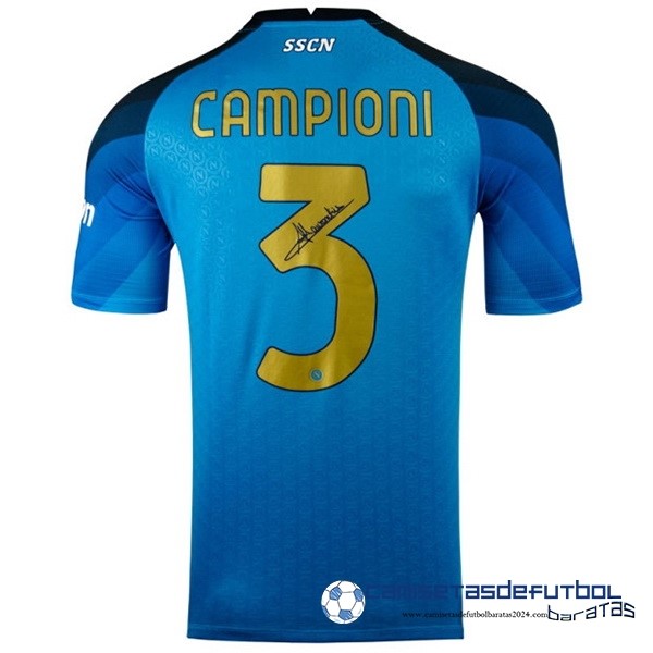 EA7 NO.3 Campioni Jugadores Casa Camiseta Napoli 2022 Equipación 2023 Azul
