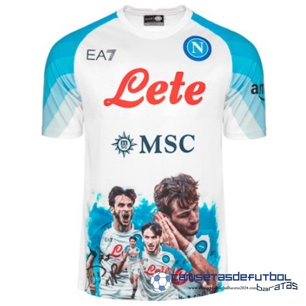 EA7 Tailandia Especial Camiseta Napoli Equipación 2023 2024 Blanco Azul