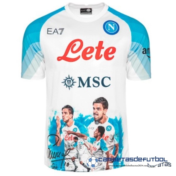 EA7 Tailandia Especial Camiseta Napoli Equipación 2023 2024 Blanco III Azul